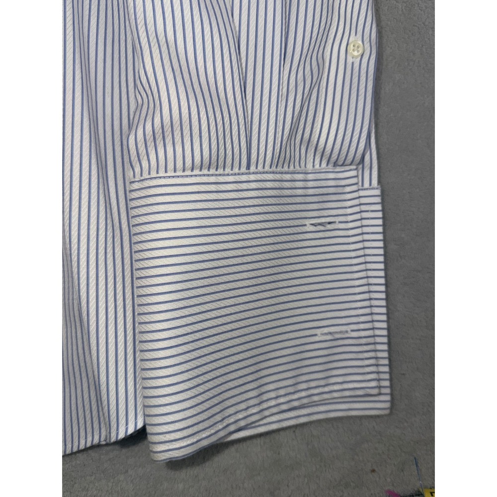 Jos A Bank Signature Collection Dress Shirt Mens‎ 17X36 Blue White Stripe Cotton - Picture 5 of 6